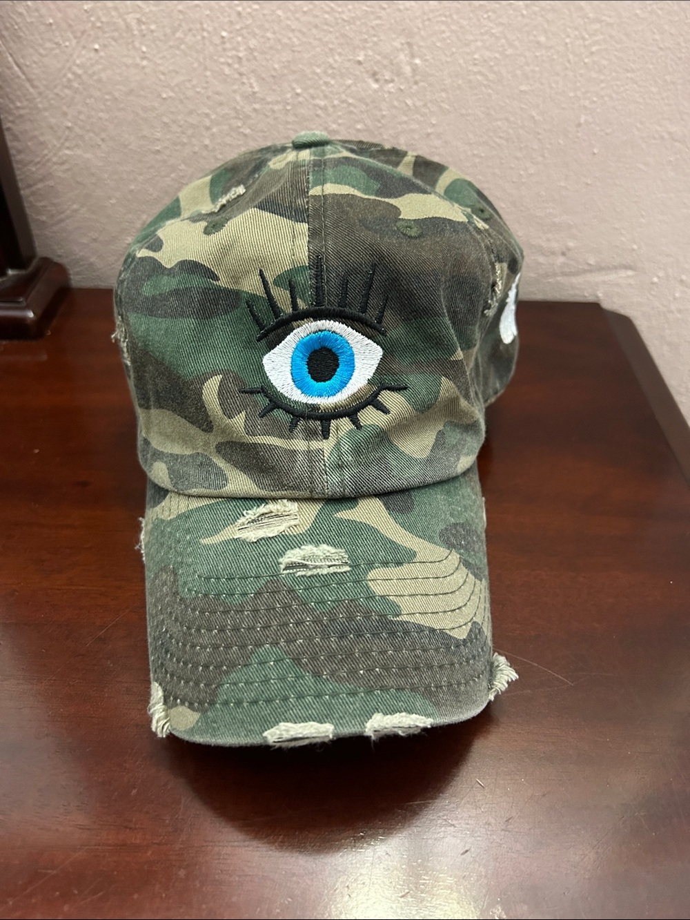Martha of Miami Camouflage Evil Eye Cap Embroidery